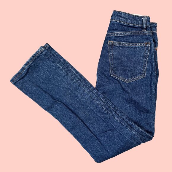 Reformation Denim - Reformation Jax Stretch High Rise Straight Jeans Dark Medium Blue Wash Size 26